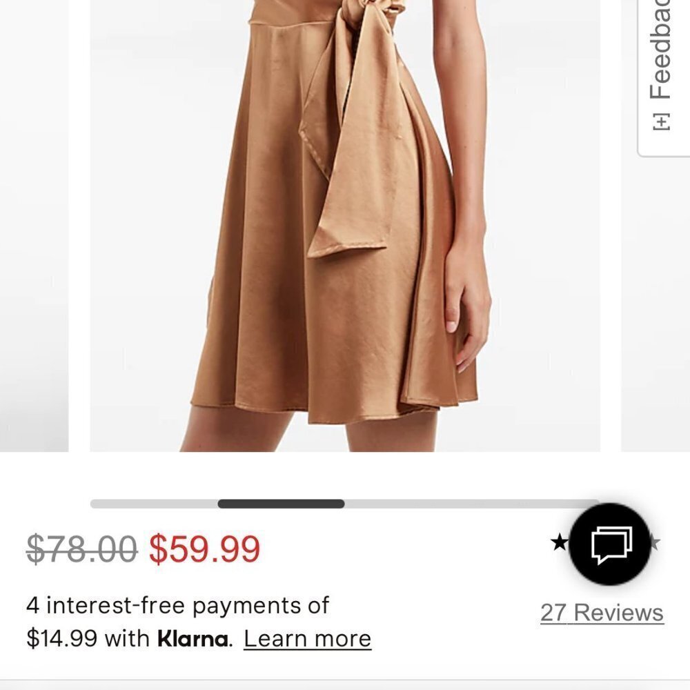 EXPRESS Satin Wrap Fit and Flare Dress NWT XS - Picture 7 of 7